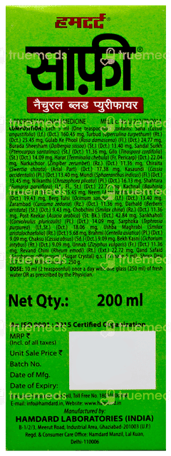 Hamdard Safi Natural Blood Purifier 200Ml